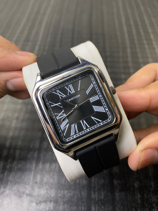 Cartier Santos Black Silicone Replica Watch