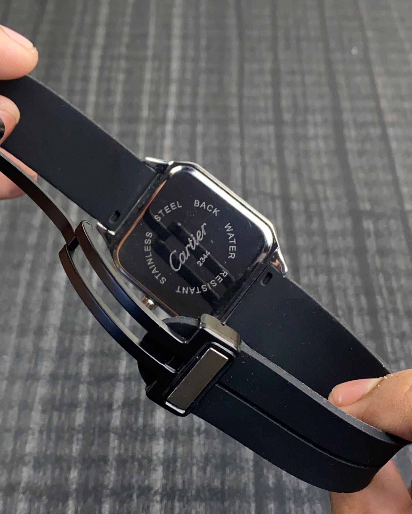 Cartier Santos Black Silicone Replica Watch
