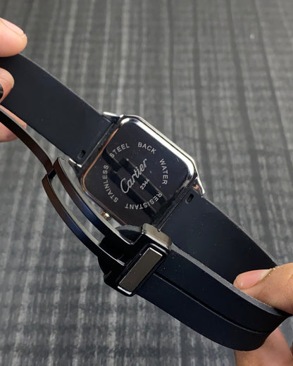 Cartier Santos Black Silicone Replica Watch