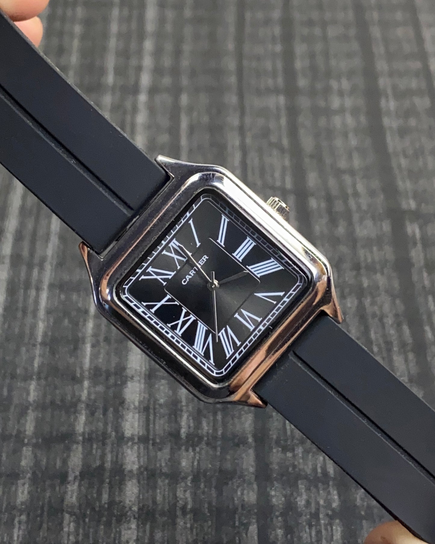 Cartier Santos Black Silicone Replica Watch