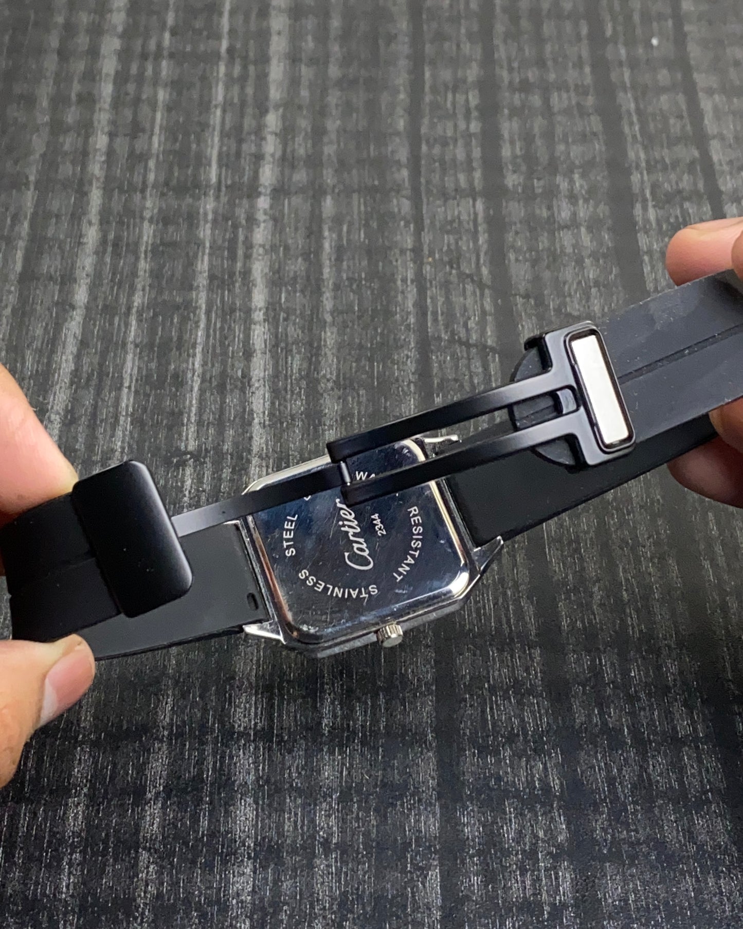 Cartier Santos Black Silicone Replica Watch
