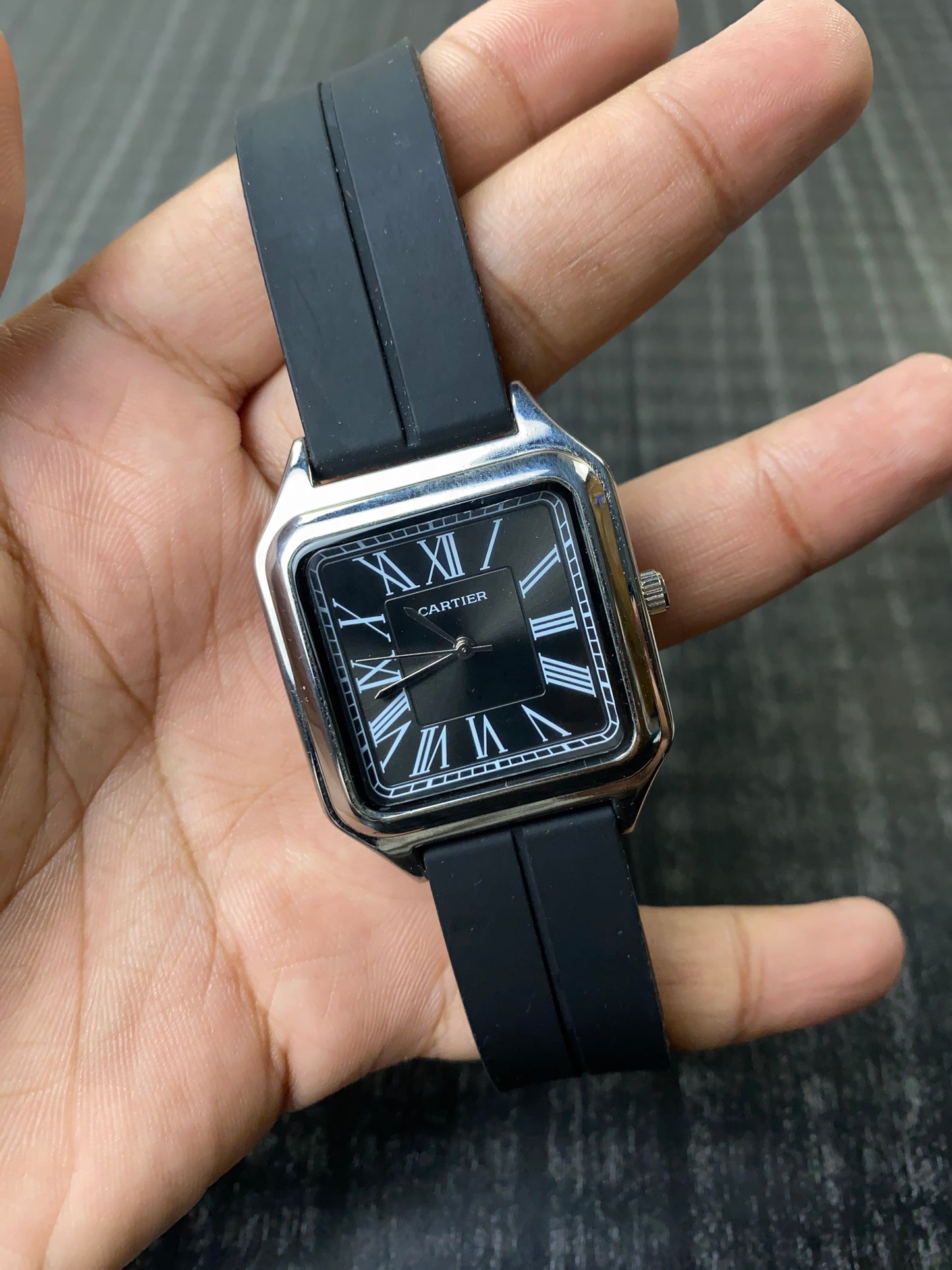 Cartier Santos Black Silicone Replica Watch
