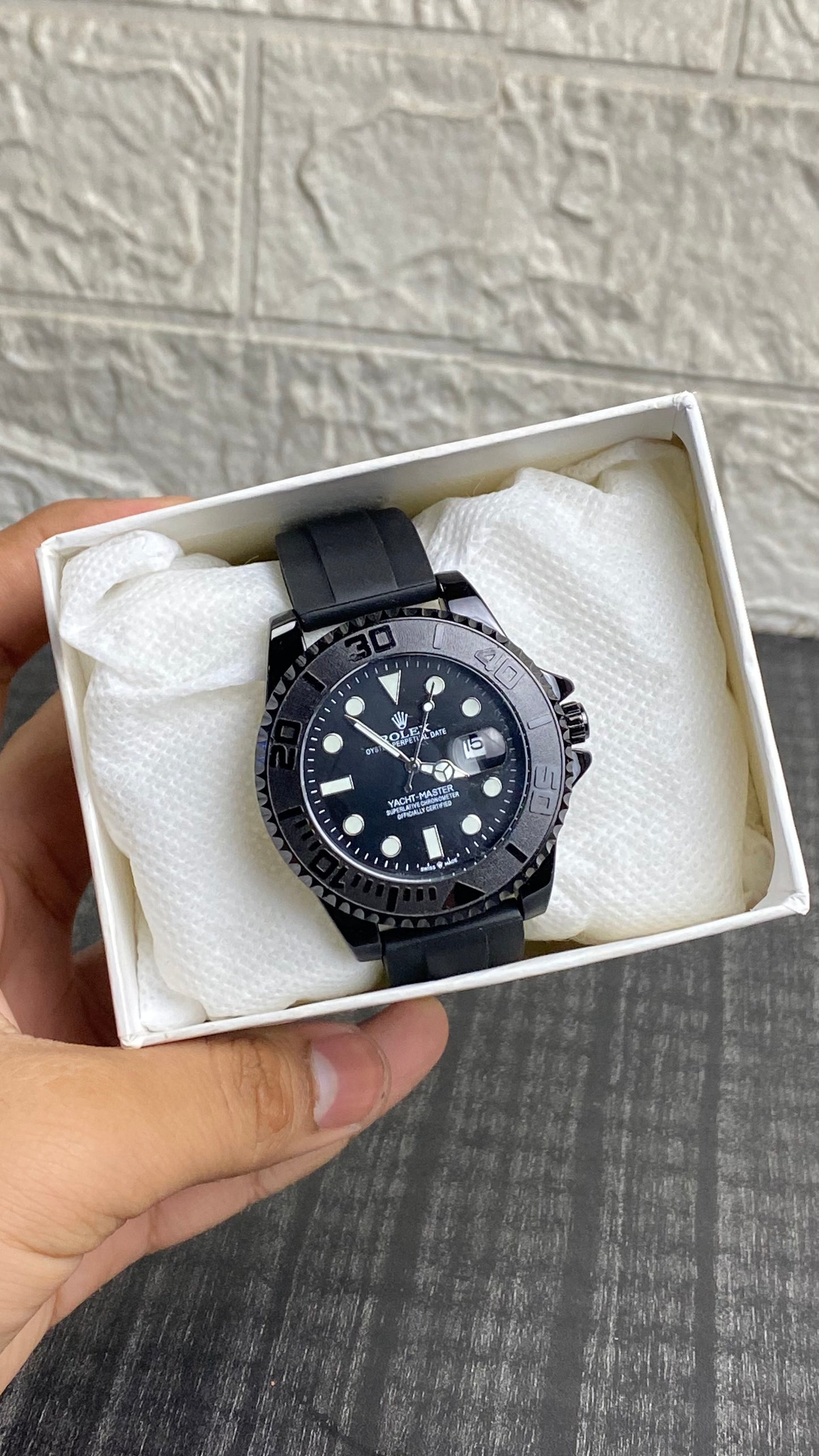 Rolex Yacht-Master Watch – Black Rubber Belt