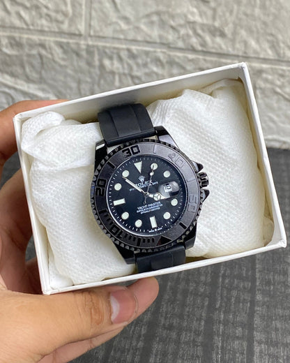 Premium Rolex Yacht-Master Watch – Black Rubber Belt (AAA)
