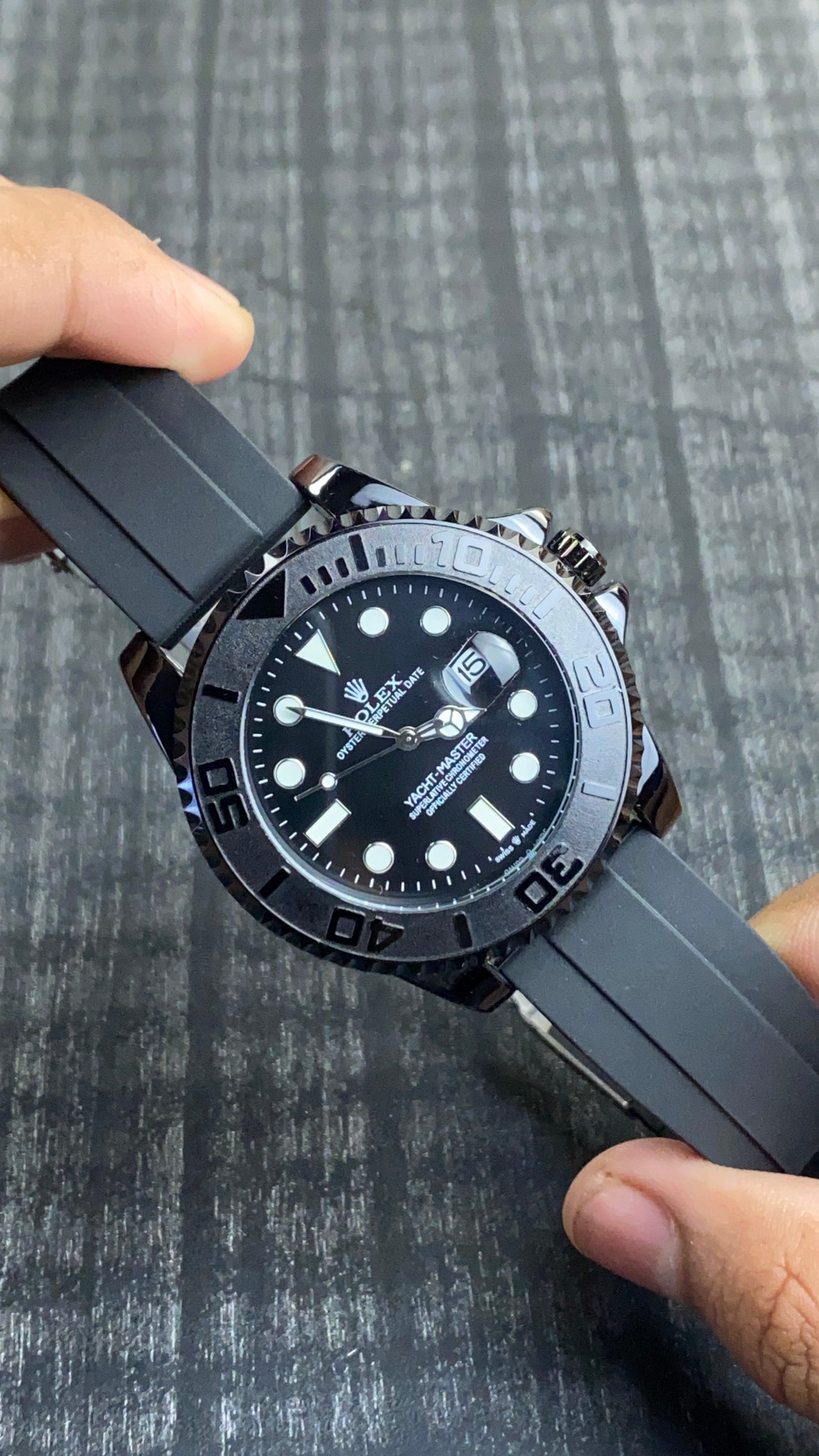 Rolex Yacht-Master Watch – Black Rubber Belt