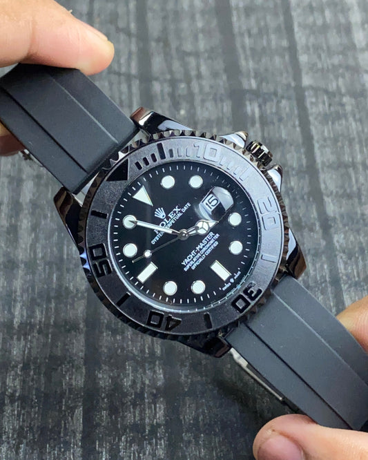Rolex Yacht-Master Watch – Black Rubber Belt (AAA)