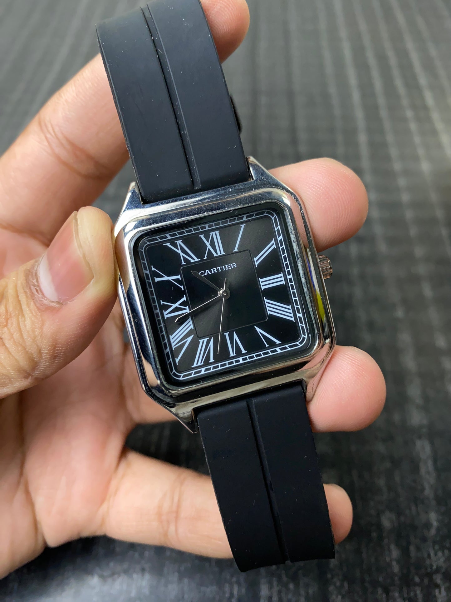 Cartier Santos Black Silicone Replica Watch