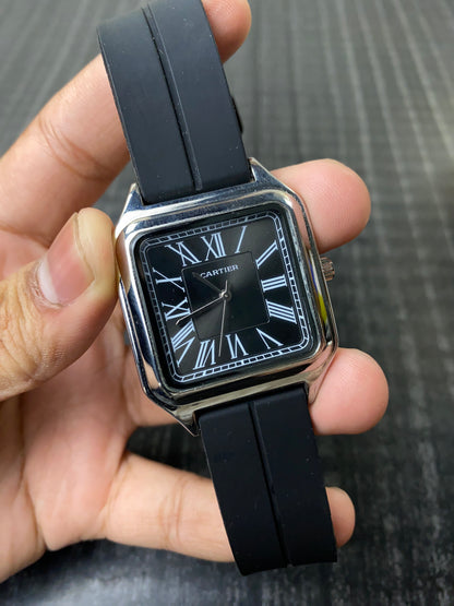 Cartier Santos Black Silicone Replica Watch