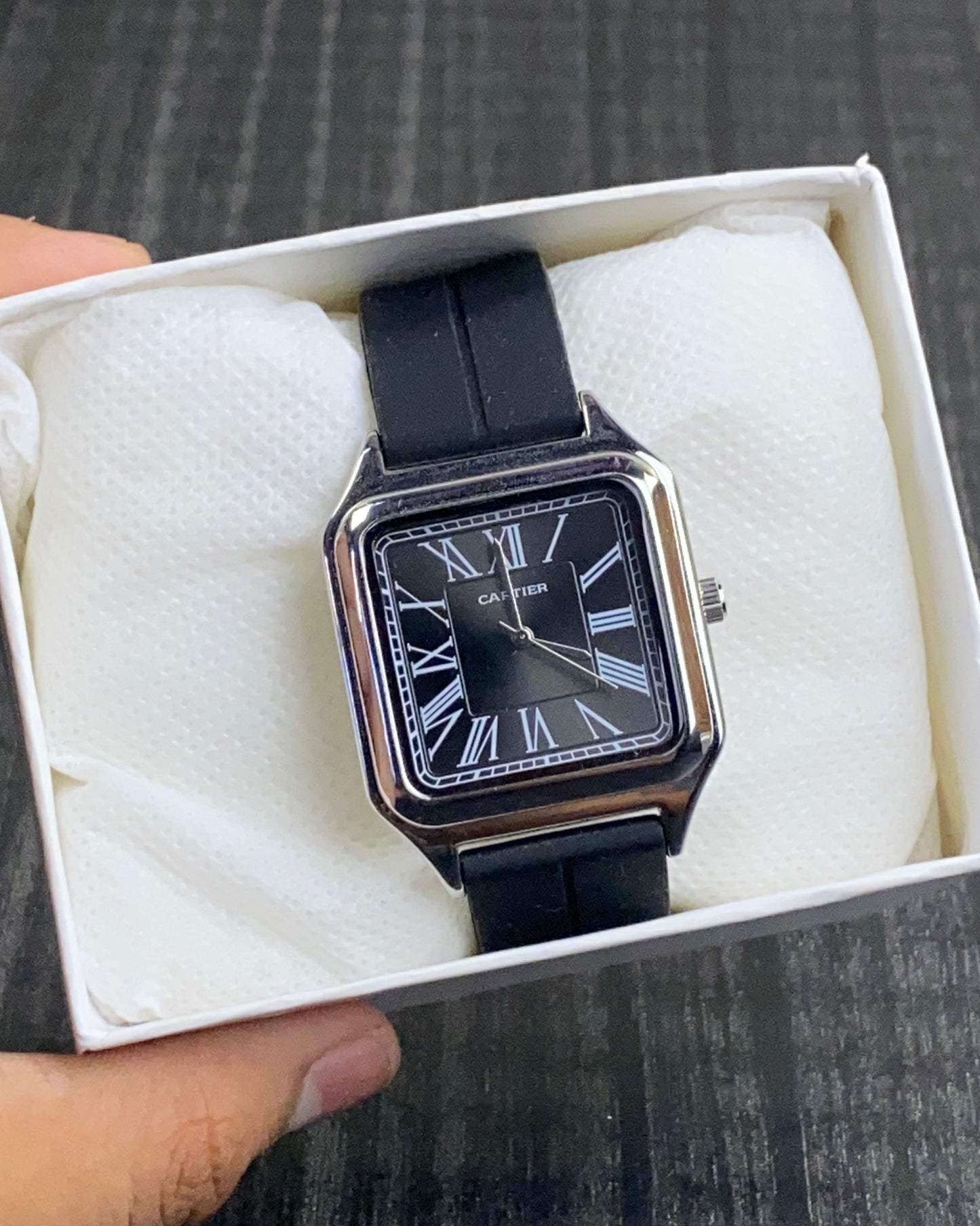 Cartier Santos Black Silicone Replica Watch