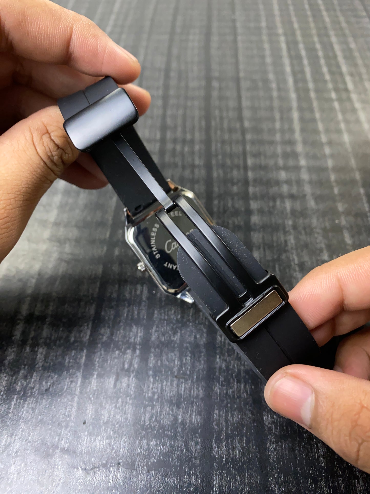 Cartier Santos Black Silicone Replica Watch
