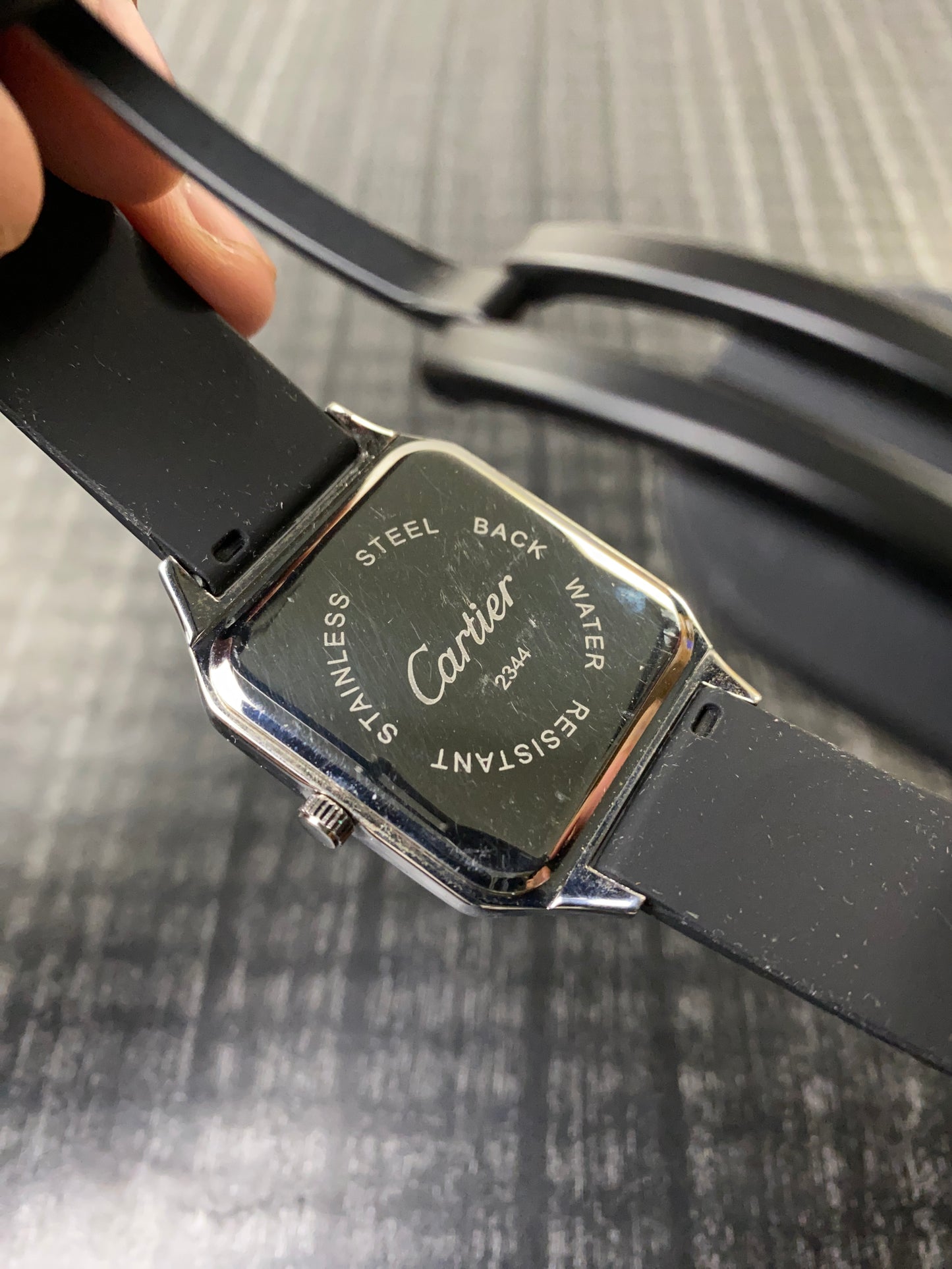 Cartier Santos Black Silicone Replica Watch